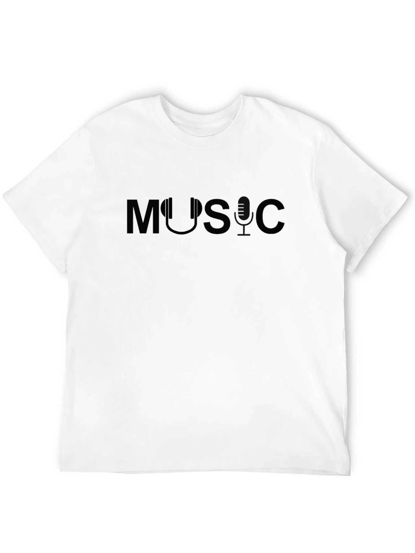 Music T-Shirt with Headphone Design - Black