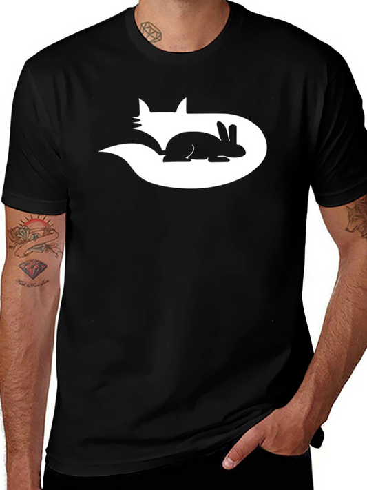 Yin Yang Fox and Rabbit Graphic T-Shirt