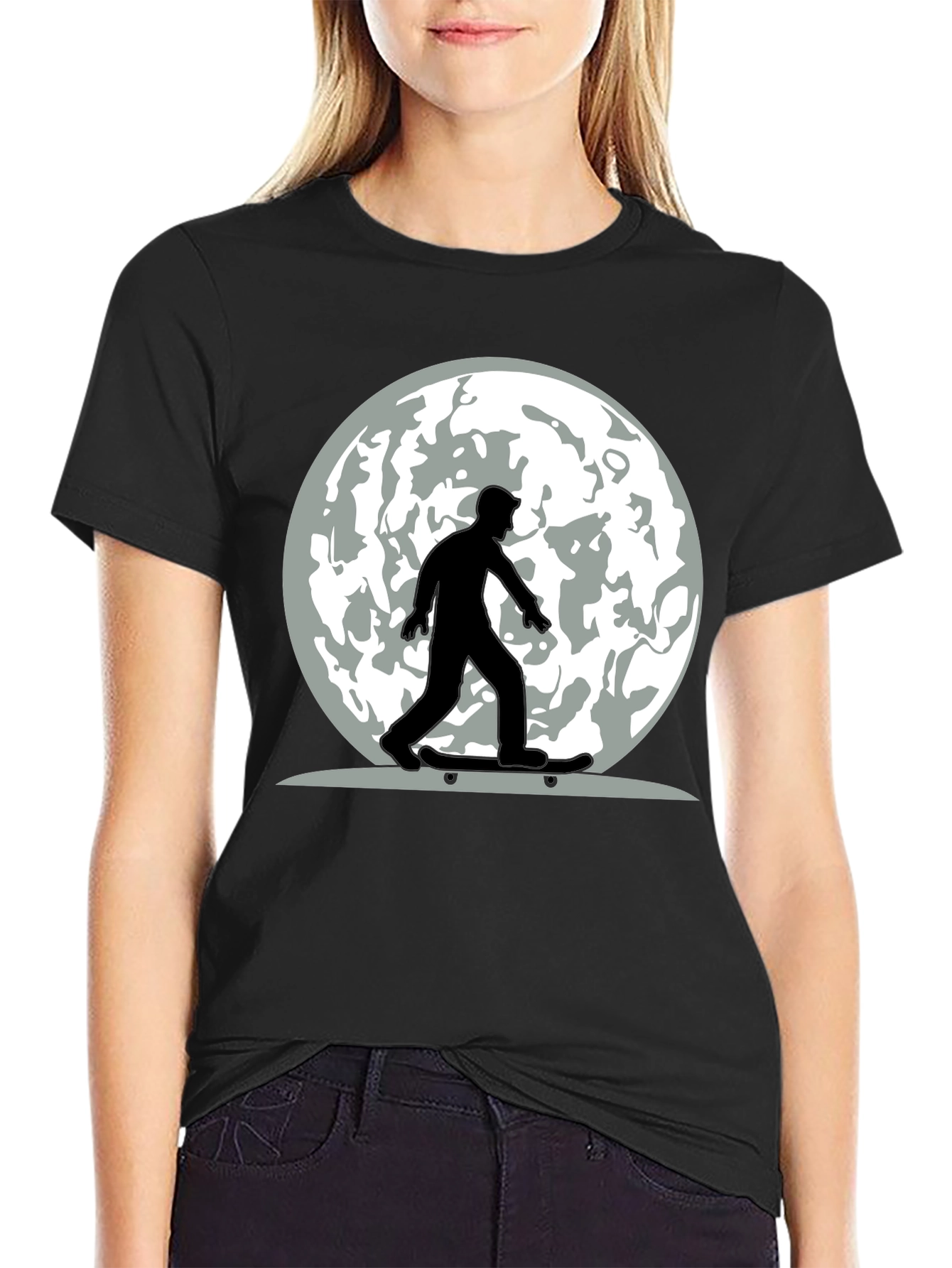 Skateboarder Moon Graphic Tee - Cool Casual Style