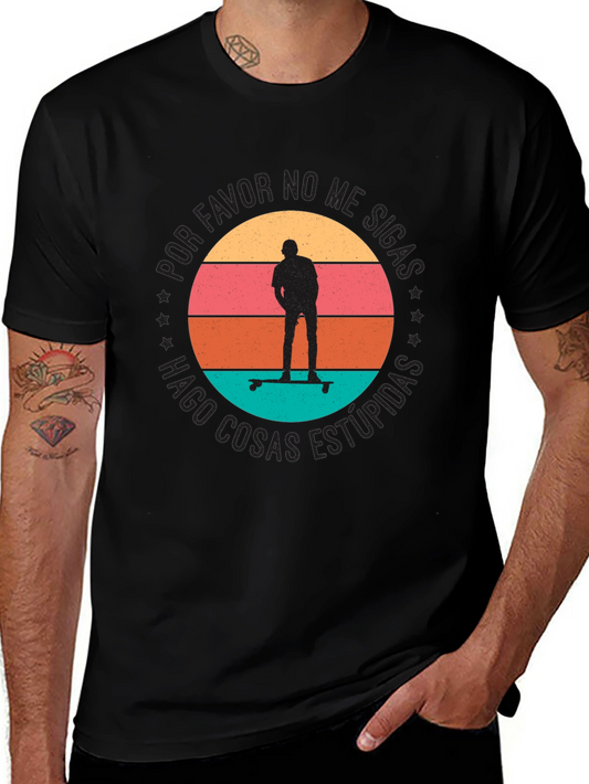 Retro Skateboarder Graphic Tee - Por Favor No Me Sigas