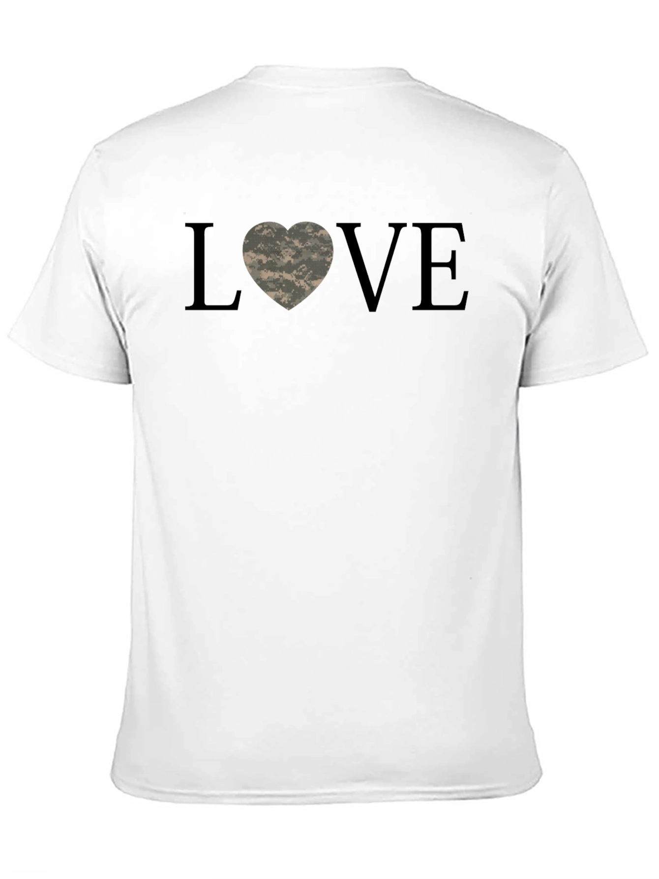 Love Heart Camo Print Black T-Shirt