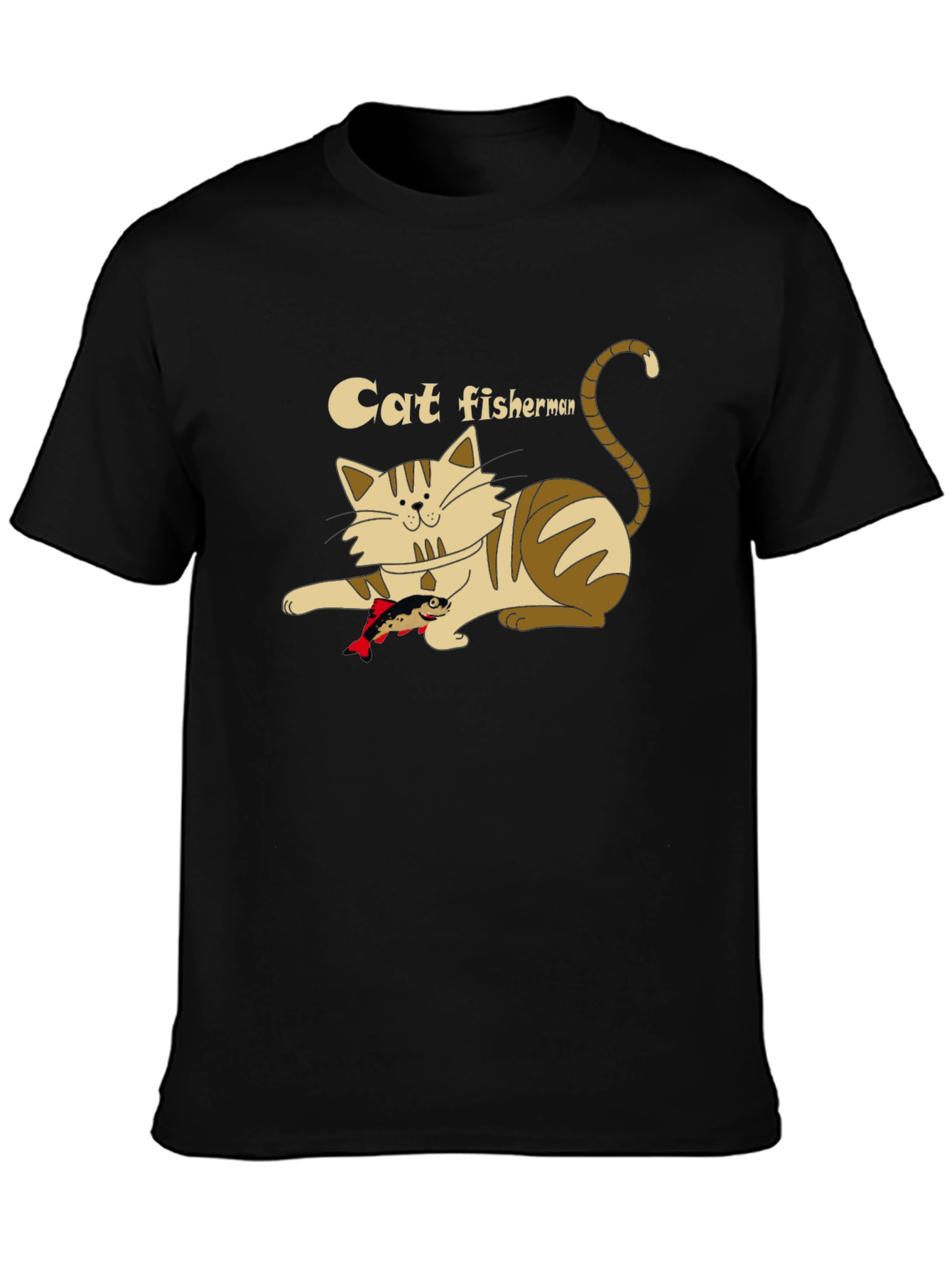 Cat Fisherman Graphic T-Shirt