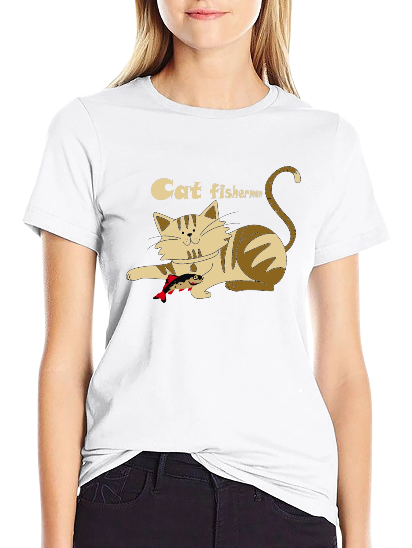 Cat Fisherman Graphic T-Shirt