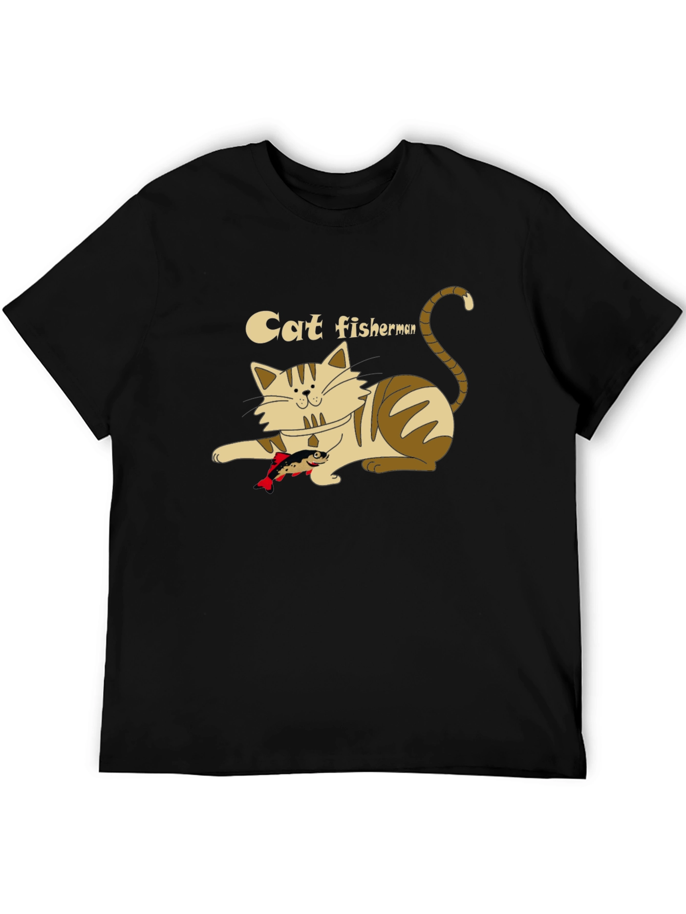 Cat Fisherman Graphic T-Shirt