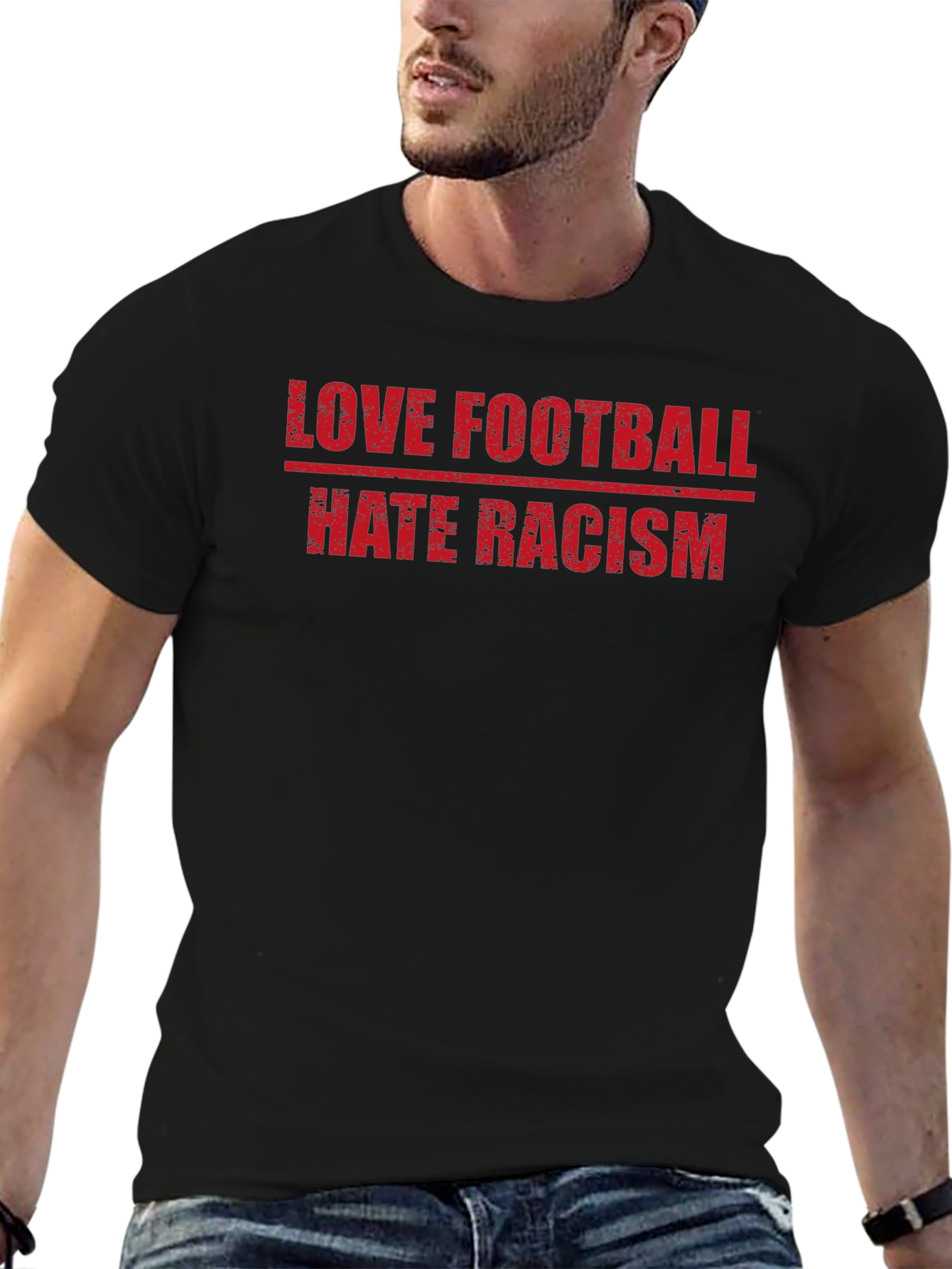 Love Football Hate Racism Graphic T-Shirt