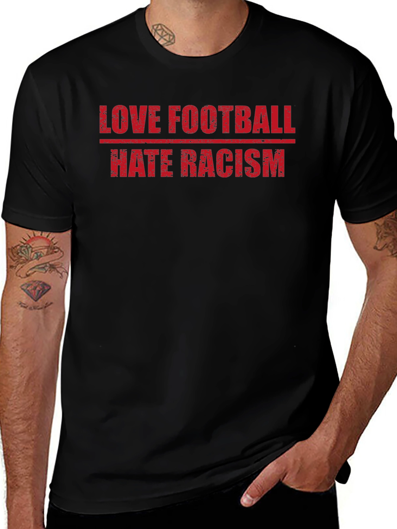 Love Football Hate Racism Graphic T-Shirt