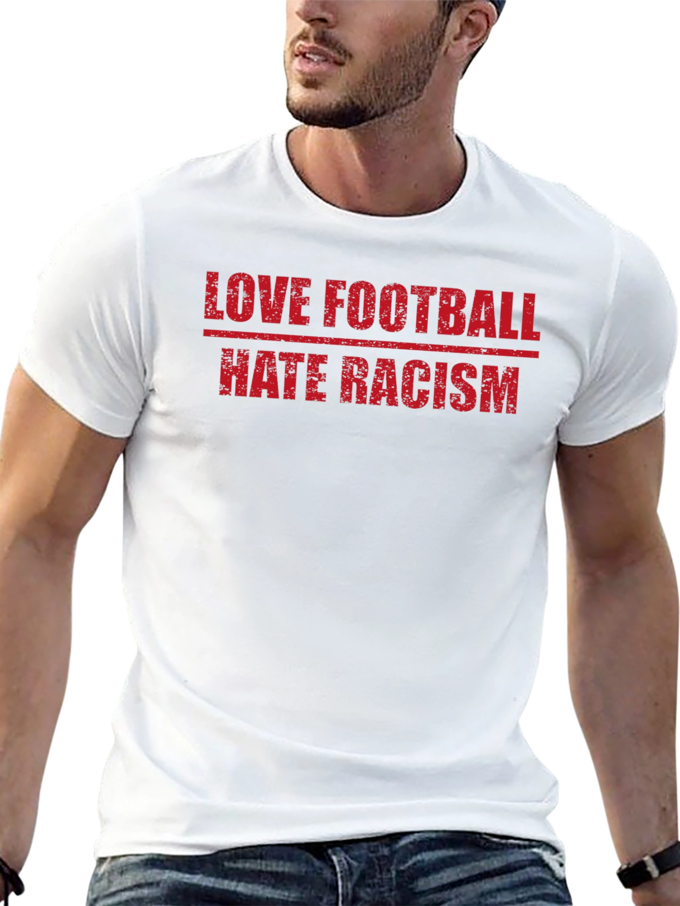 Love Football Hate Racism Graphic T-Shirt