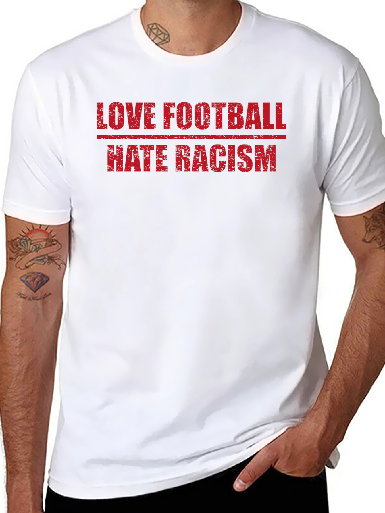 Love Football Hate Racism Graphic T-Shirt