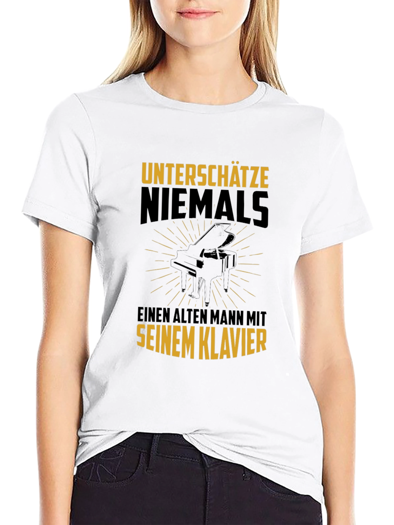 Never Underestimate Old Man Piano T-Shirt