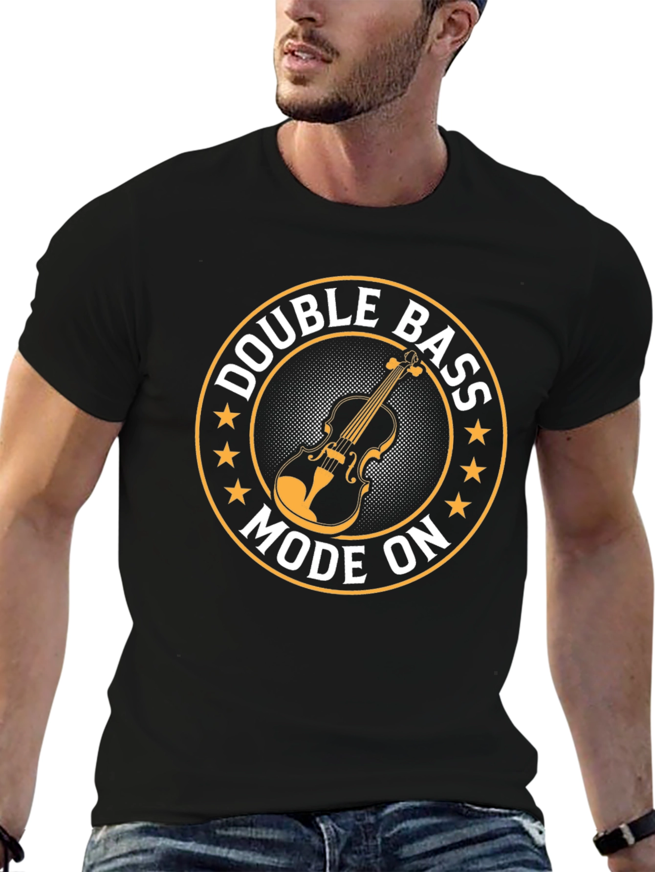 Double Bass Mode On Black T-Shirt