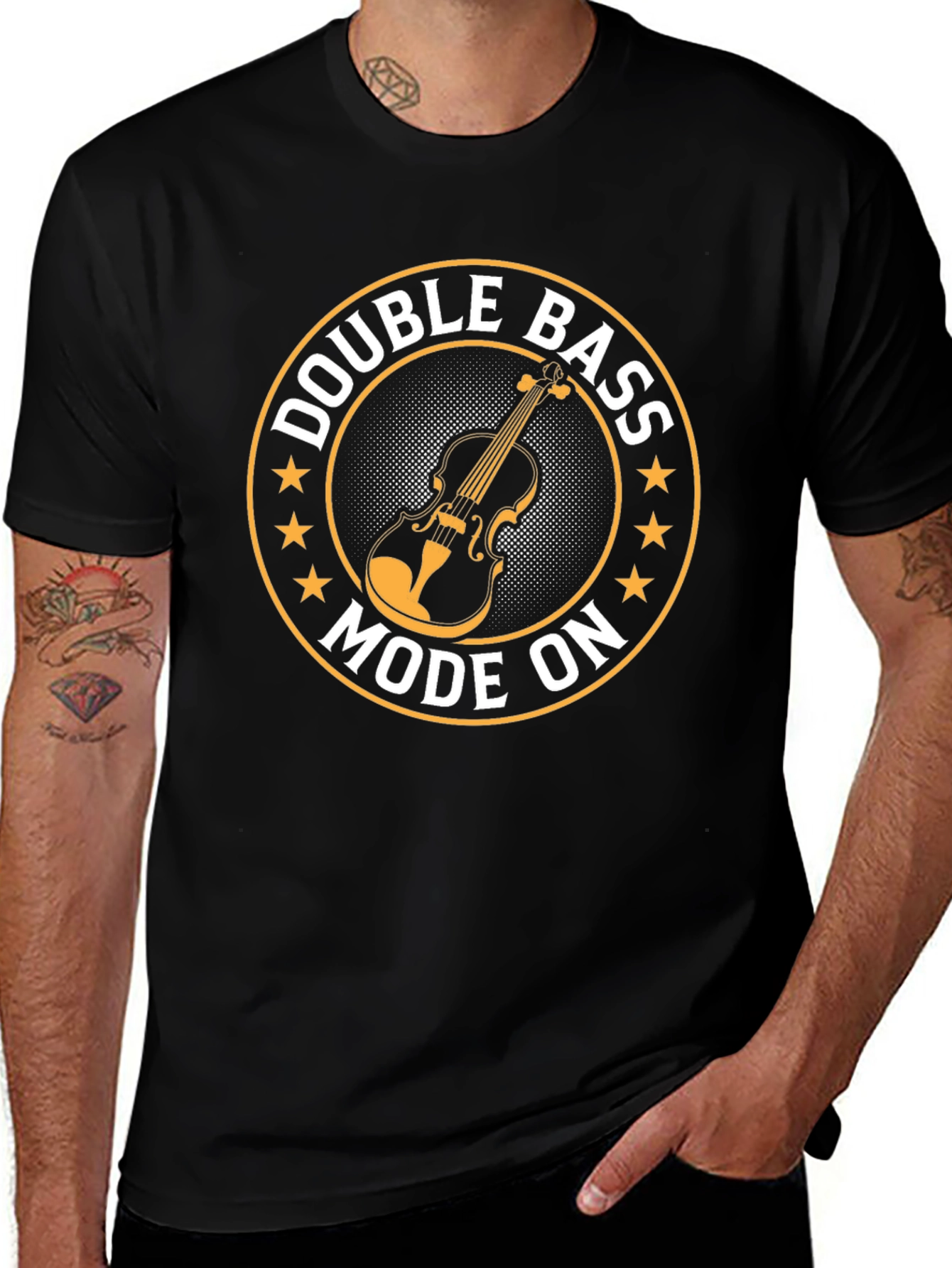 Double Bass Mode On Black T-Shirt