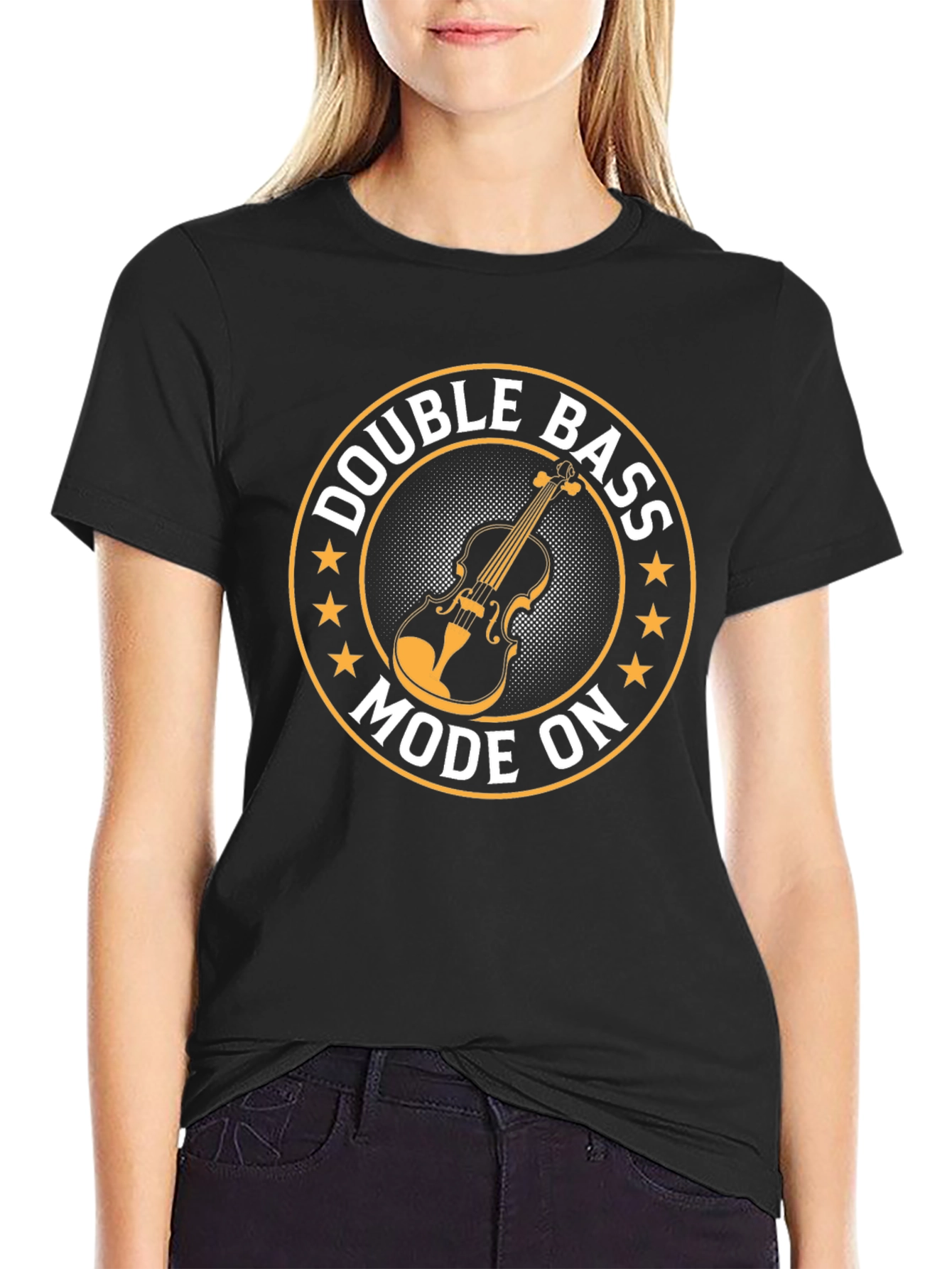 Double Bass Mode On Black T-Shirt