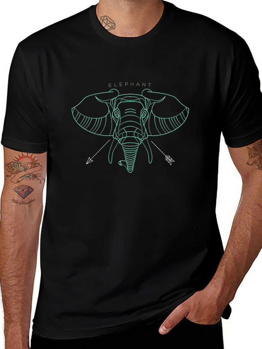 Geometric Elephant Graphic Tee - Unisex Black T-Shirt