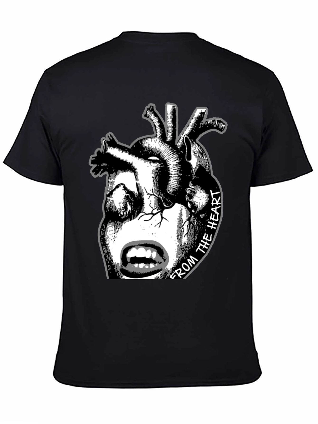 Anatomical Heart & Face Graphic Black T-Shirt