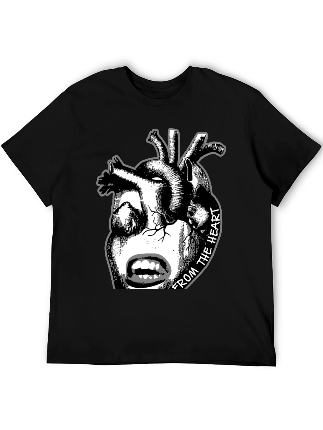 Anatomical Heart & Face Graphic Black T-Shirt