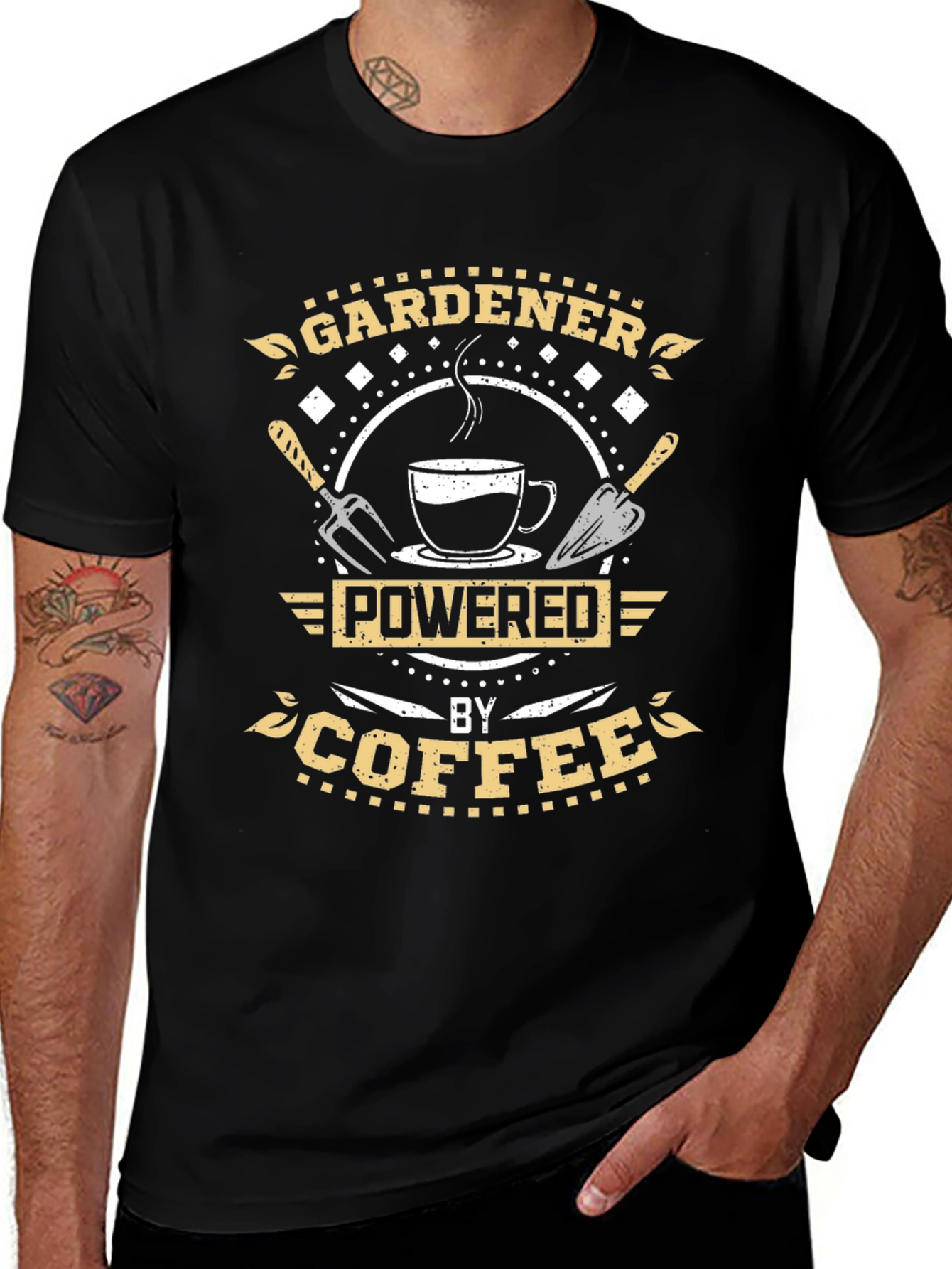 Gardener Powered by Coffee Black T-Shirt