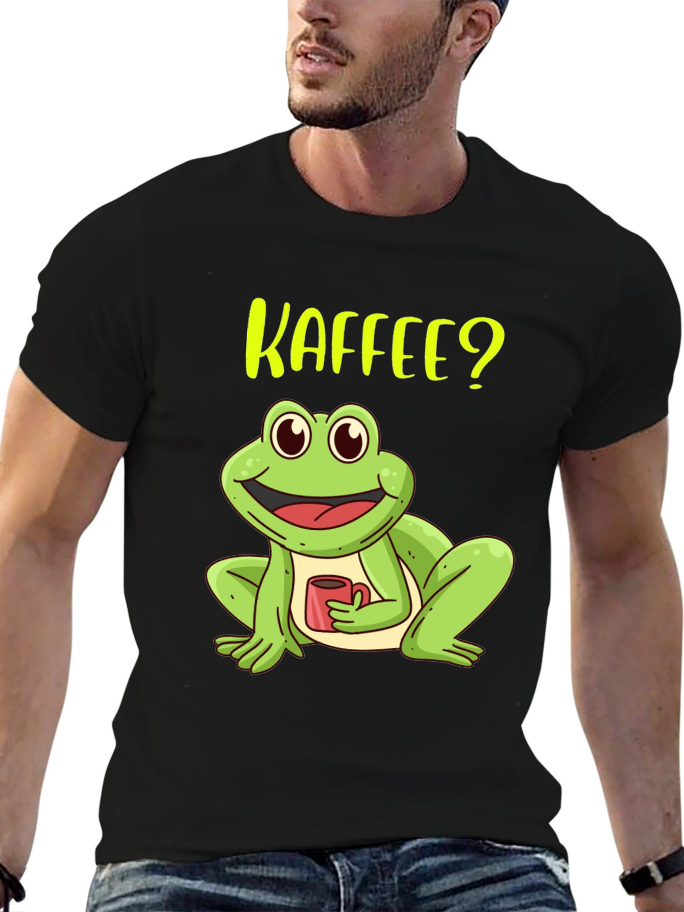 Kaffee? Frog Black T-Shirt - Coffee Lover Tee