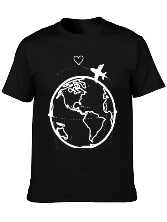 Globetrotter Tee - Airplane & World Graphic T-Shirt