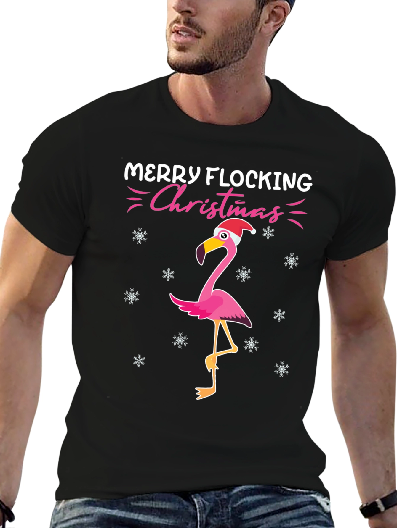 Merry Flocking Christmas Flamingo T-Shirt