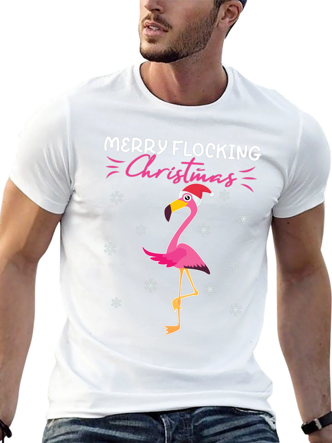 Merry Flocking Christmas Flamingo T-Shirt