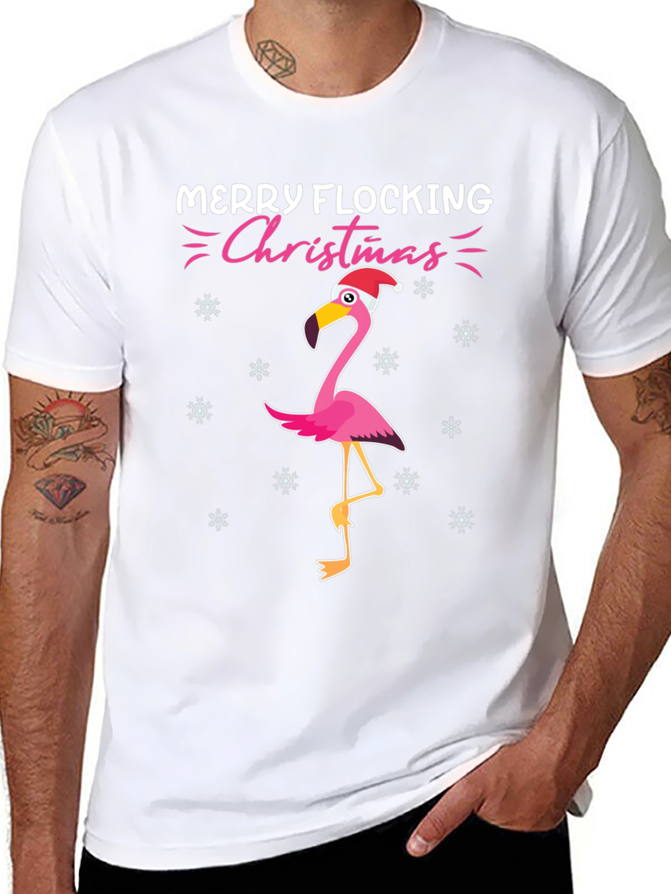 Merry Flocking Christmas Flamingo T-Shirt