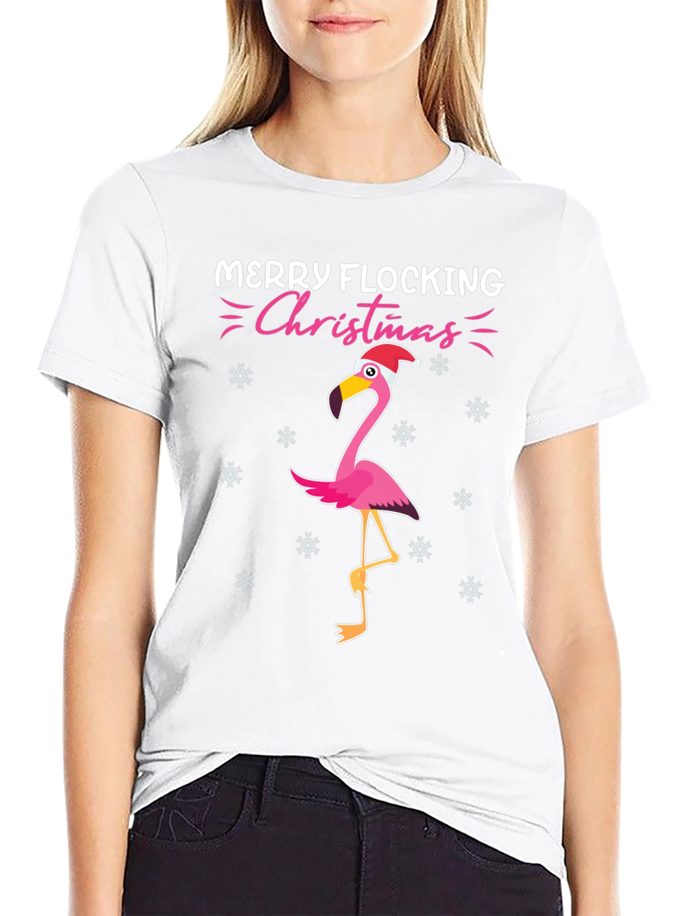 Merry Flocking Christmas Flamingo T-Shirt