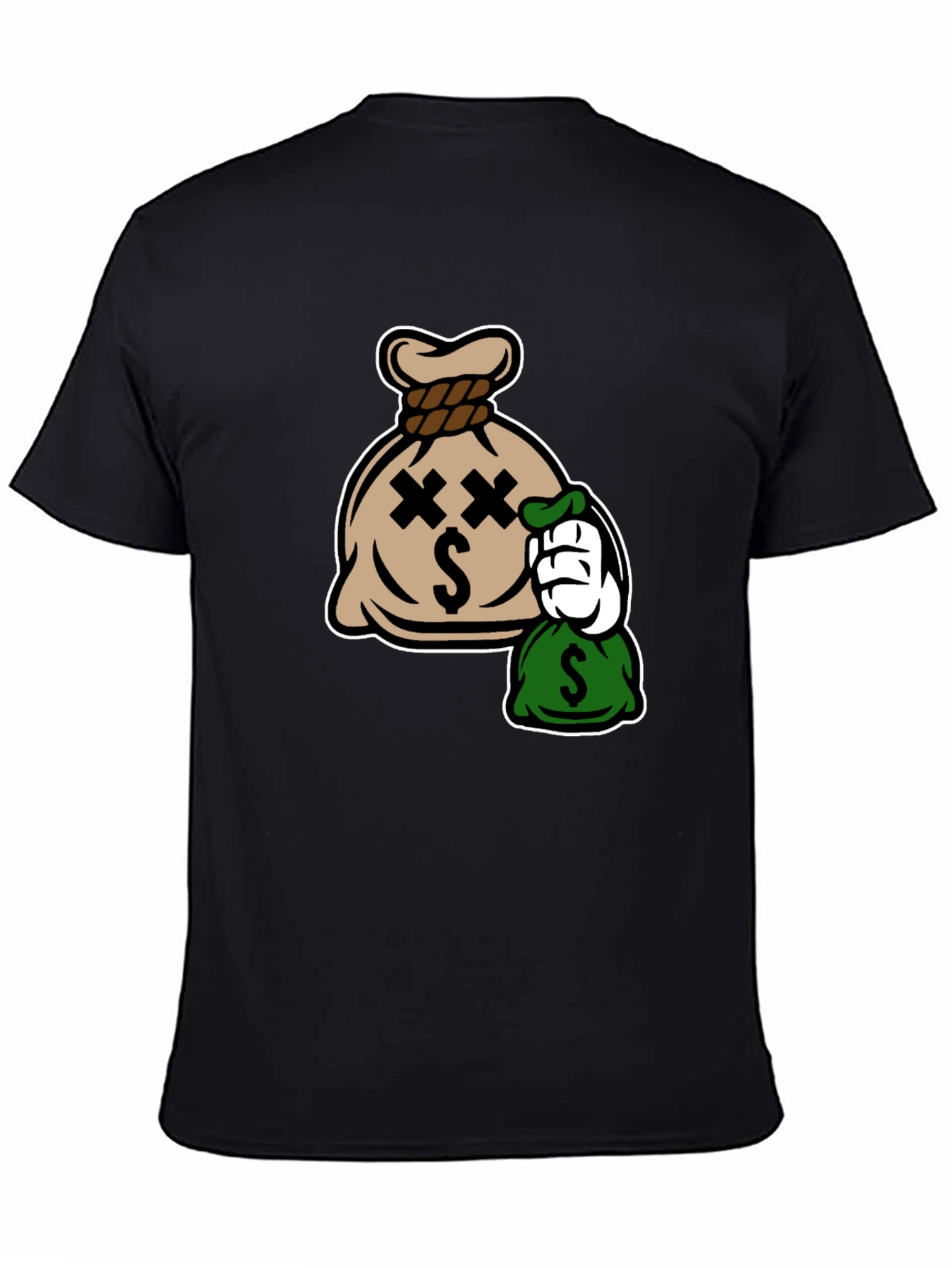 Cartoon Money Bag Black T-Shirt