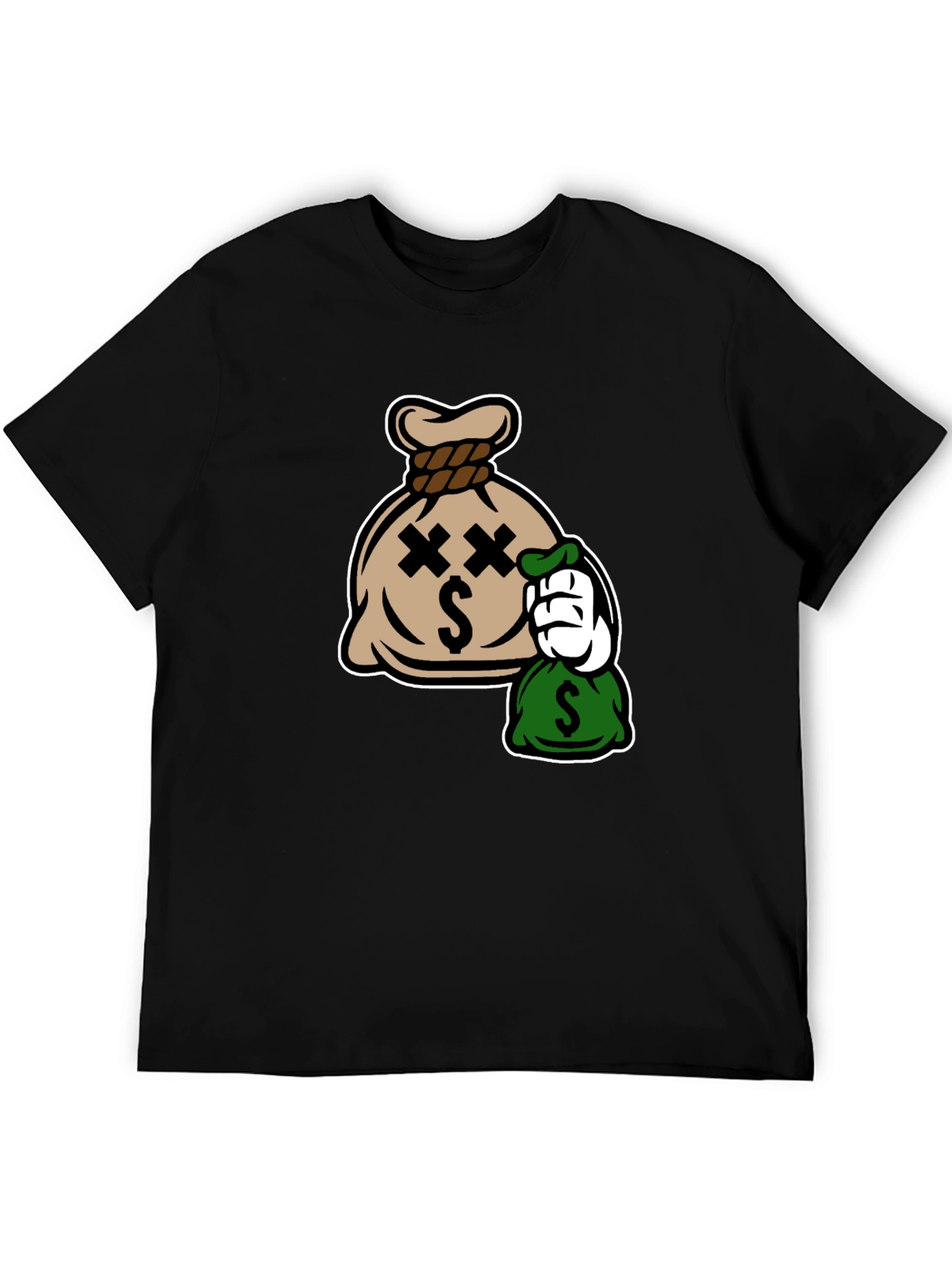Cartoon Money Bag Black T-Shirt