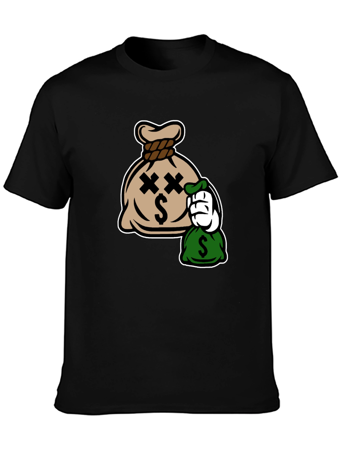 Cartoon Money Bag Black T-Shirt