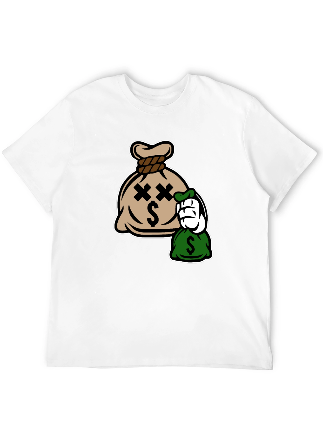Cartoon Money Bag Black T-Shirt