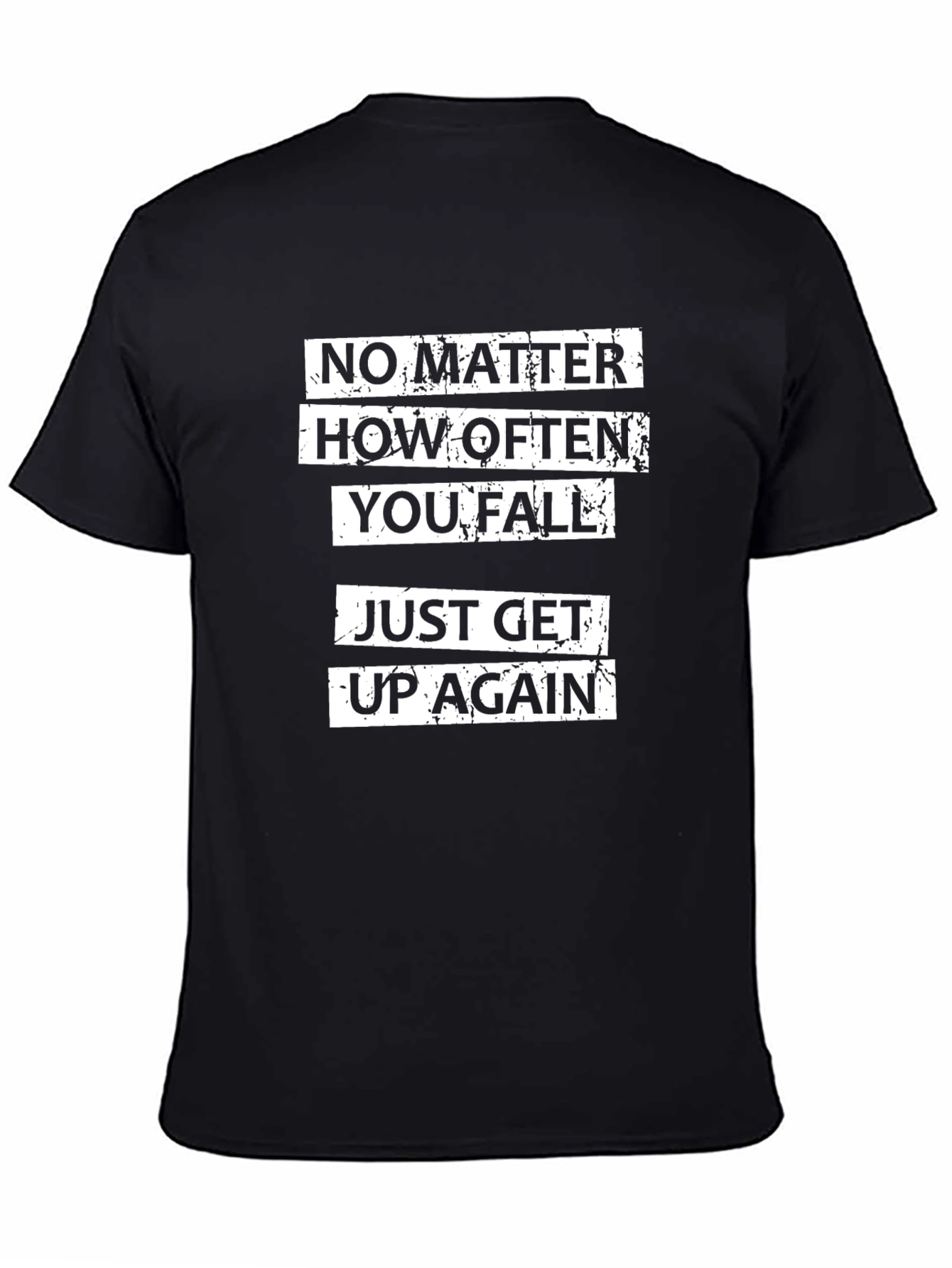 Motivational Black T-Shirt: Never Give Up Graphic Tee