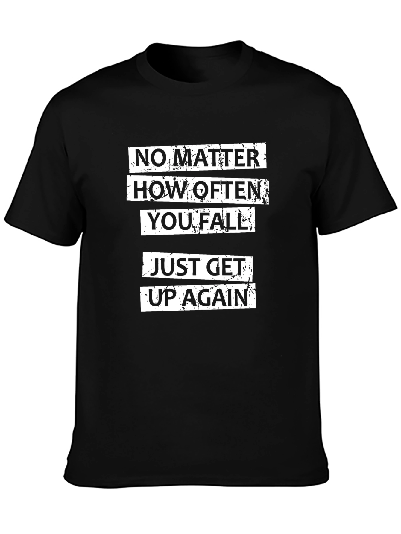 Motivational Black T-Shirt: Never Give Up Graphic Tee