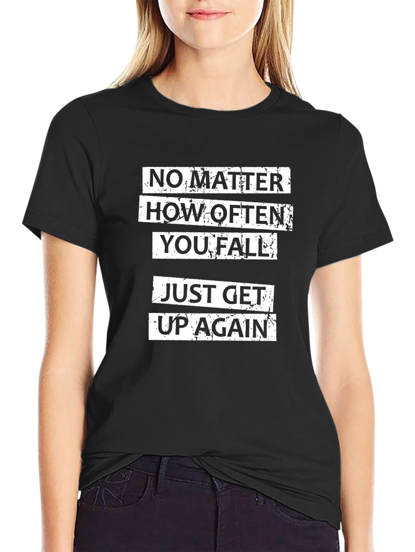 Motivational Black T-Shirt: Never Give Up Graphic Tee