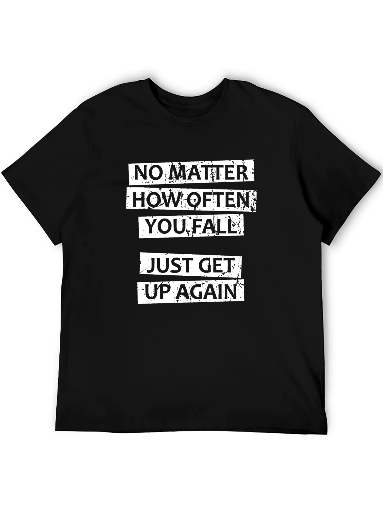 Motivational Black T-Shirt: Never Give Up Graphic Tee
