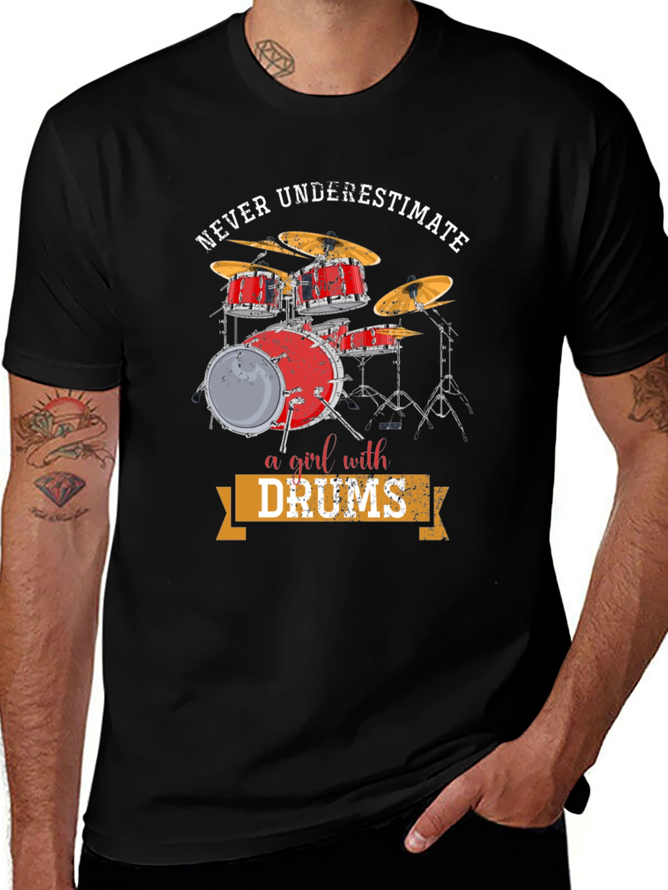 Never Underestimate a Girl with Drums T-Shirt
