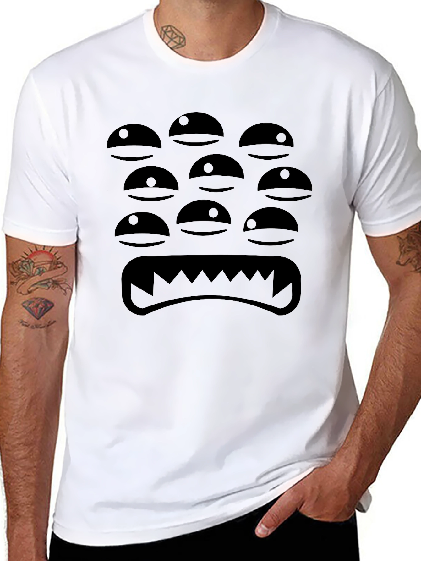 Monster Face Graphic Black T-Shirt