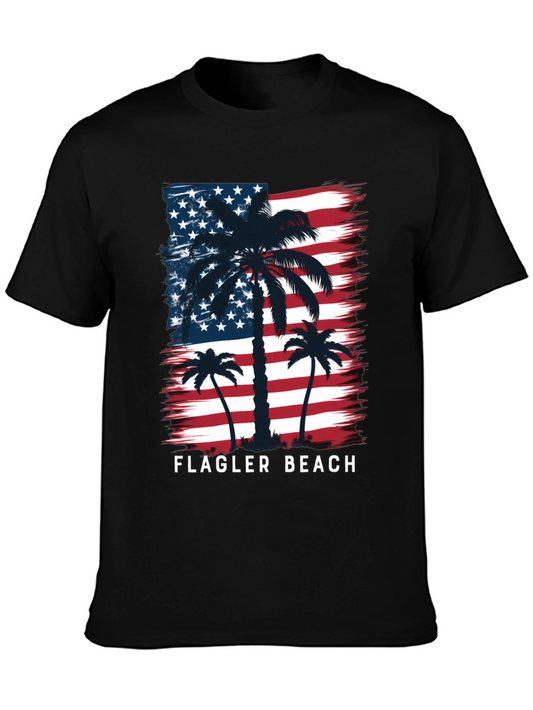 Flagler Beach American Flag Palm Tree T-Shirt