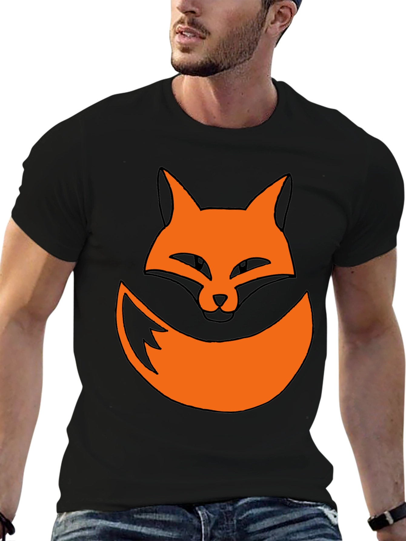 Fox Graphic Tee - Black Cotton Casual Shirt