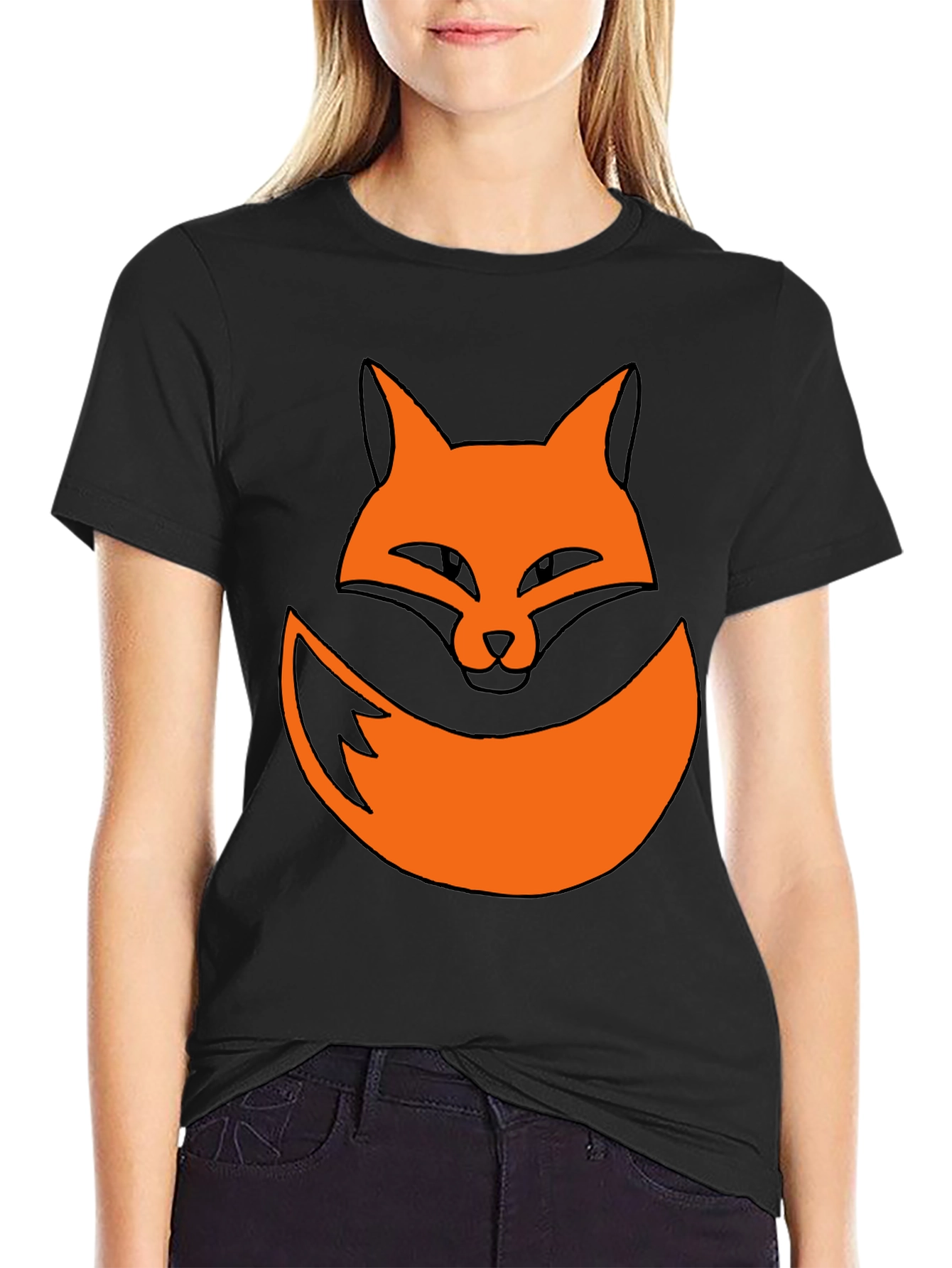 Fox Graphic Tee - Black Cotton Casual Shirt