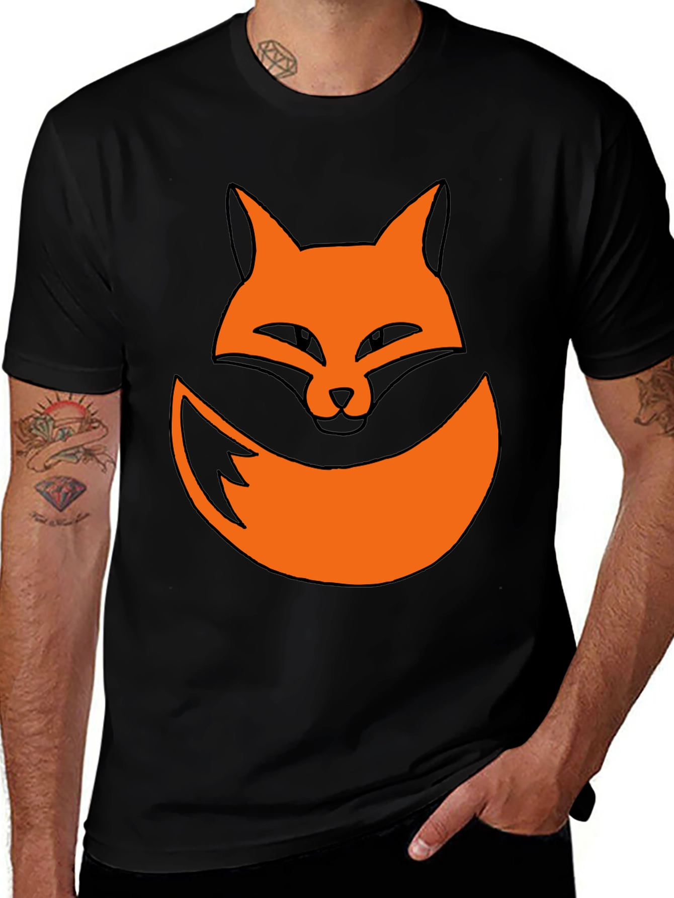 Fox Graphic Tee - Black Cotton Casual Shirt