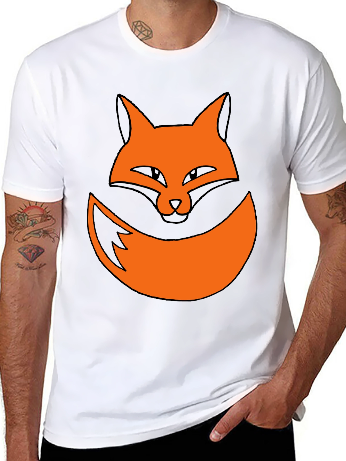 Fox Graphic Tee - Black Cotton Casual Shirt