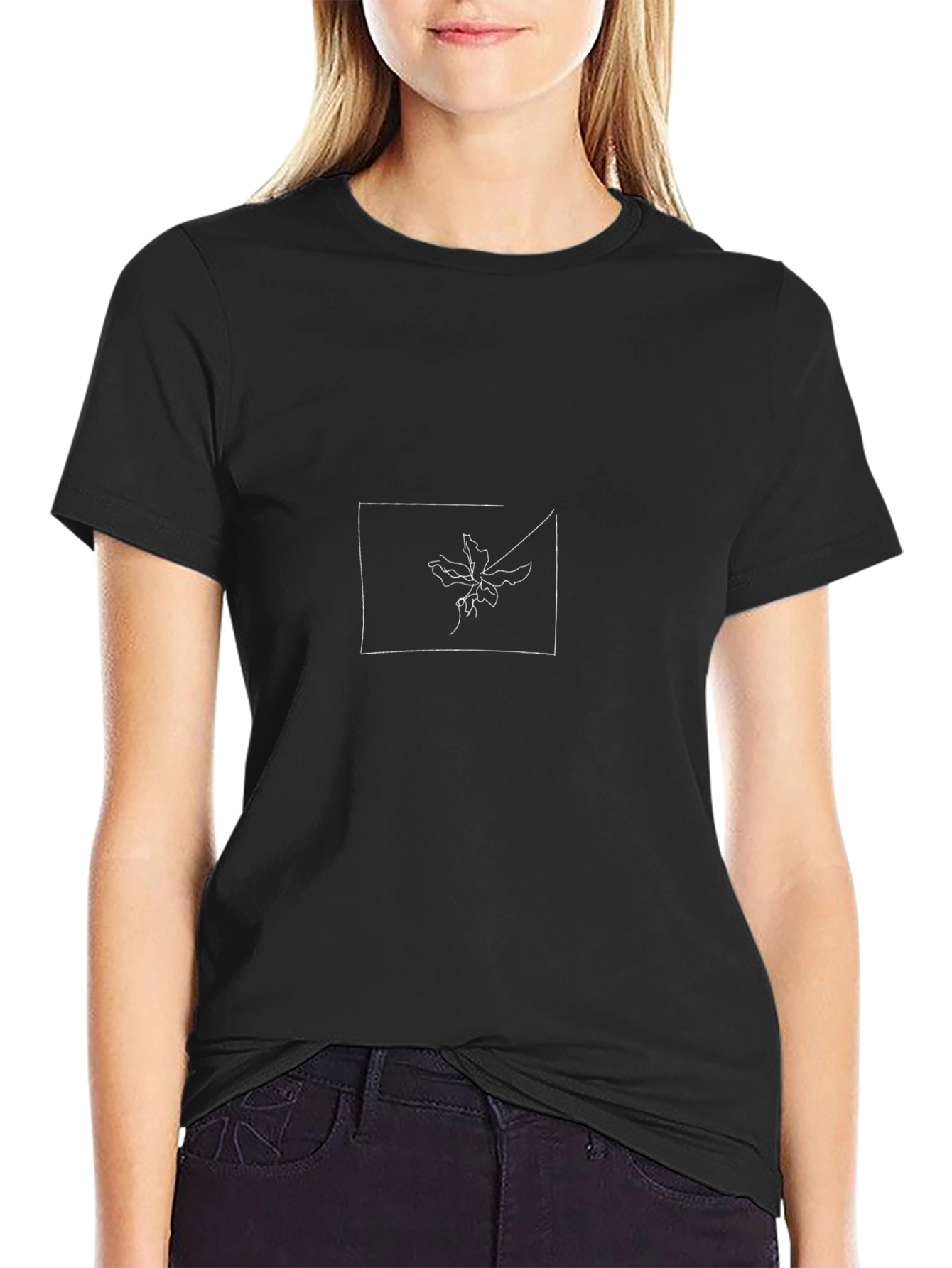 Minimalist Plant Graphic Black T-Shirt