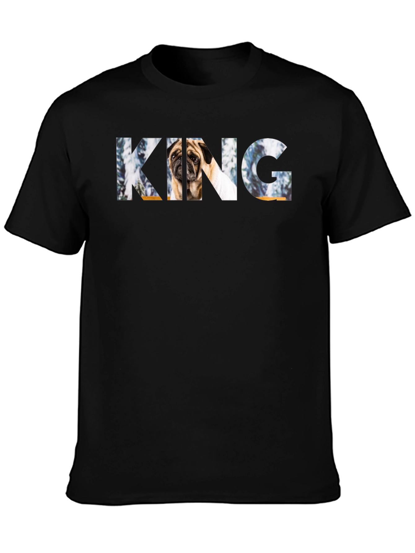 Pug King Graphic Black T-Shirt
