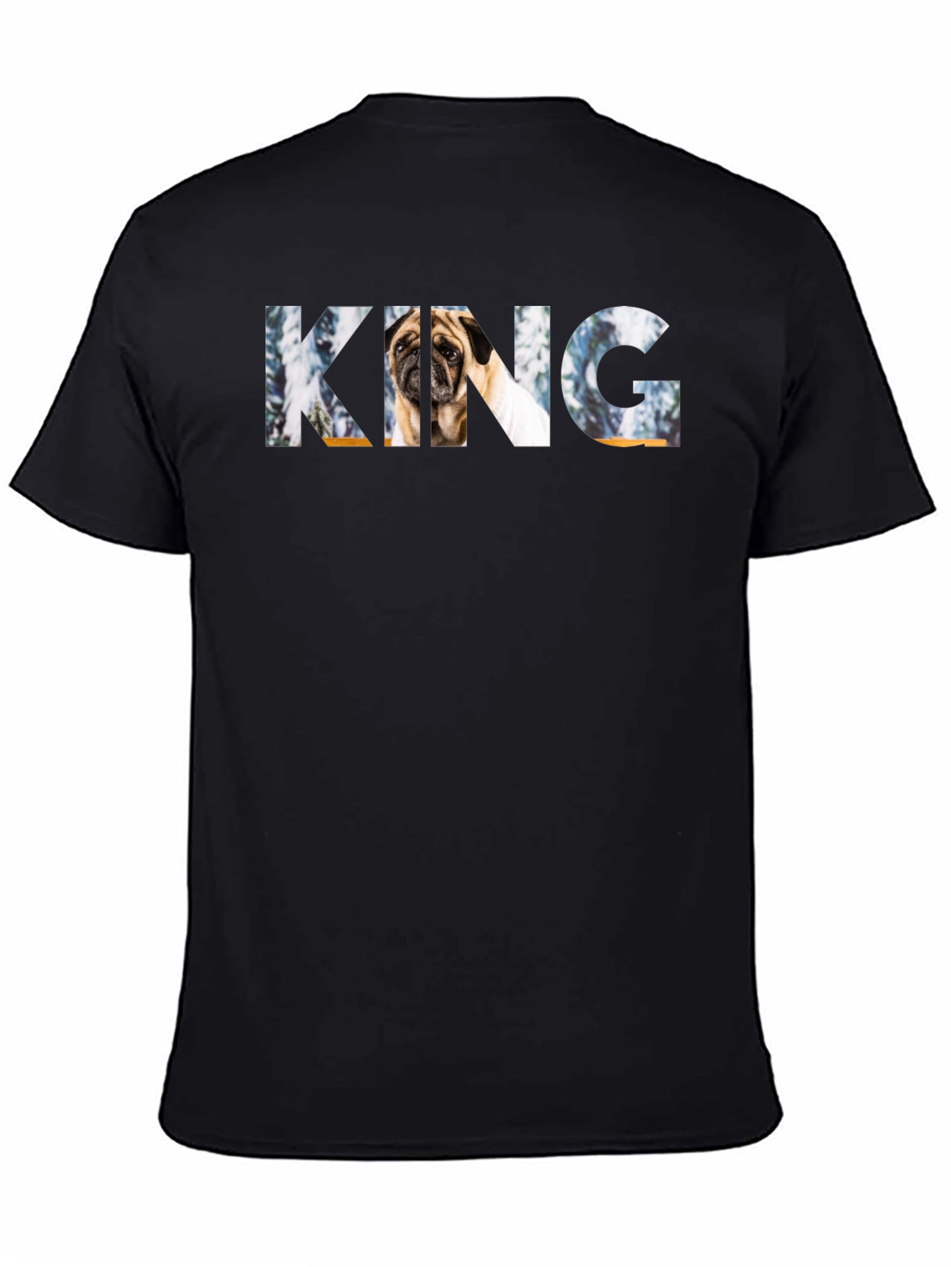 Pug King Graphic Black T-Shirt