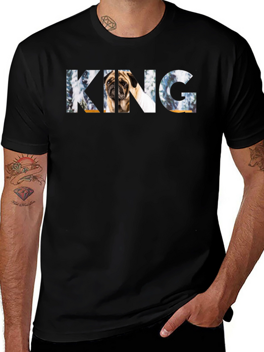 Pug King Graphic Black T-Shirt