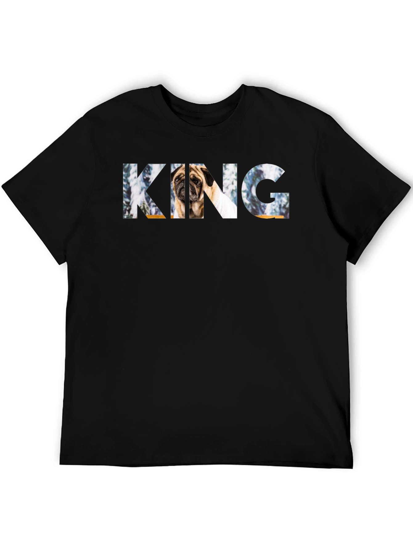 Pug King Graphic Black T-Shirt