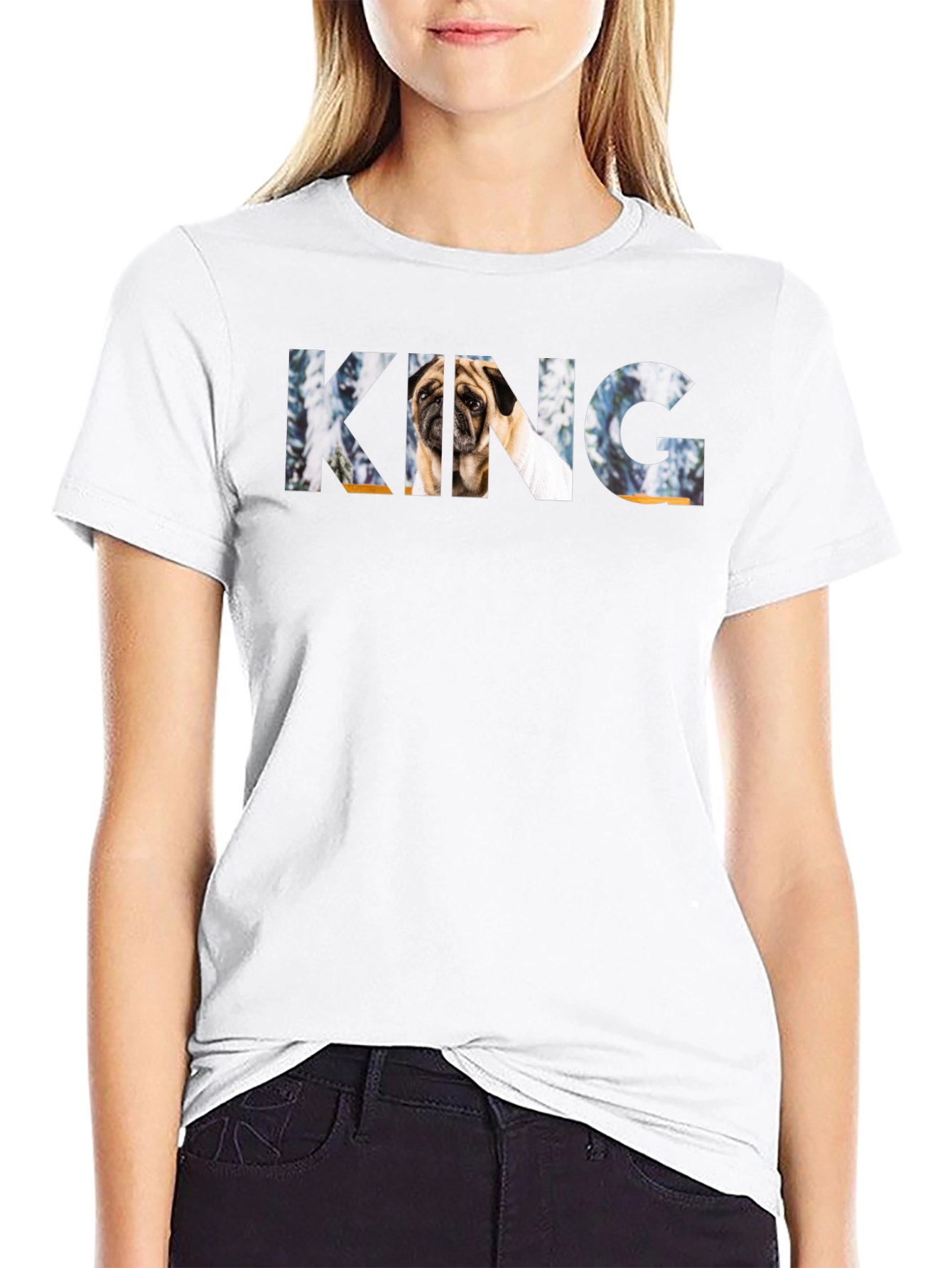 Pug King Graphic Black T-Shirt