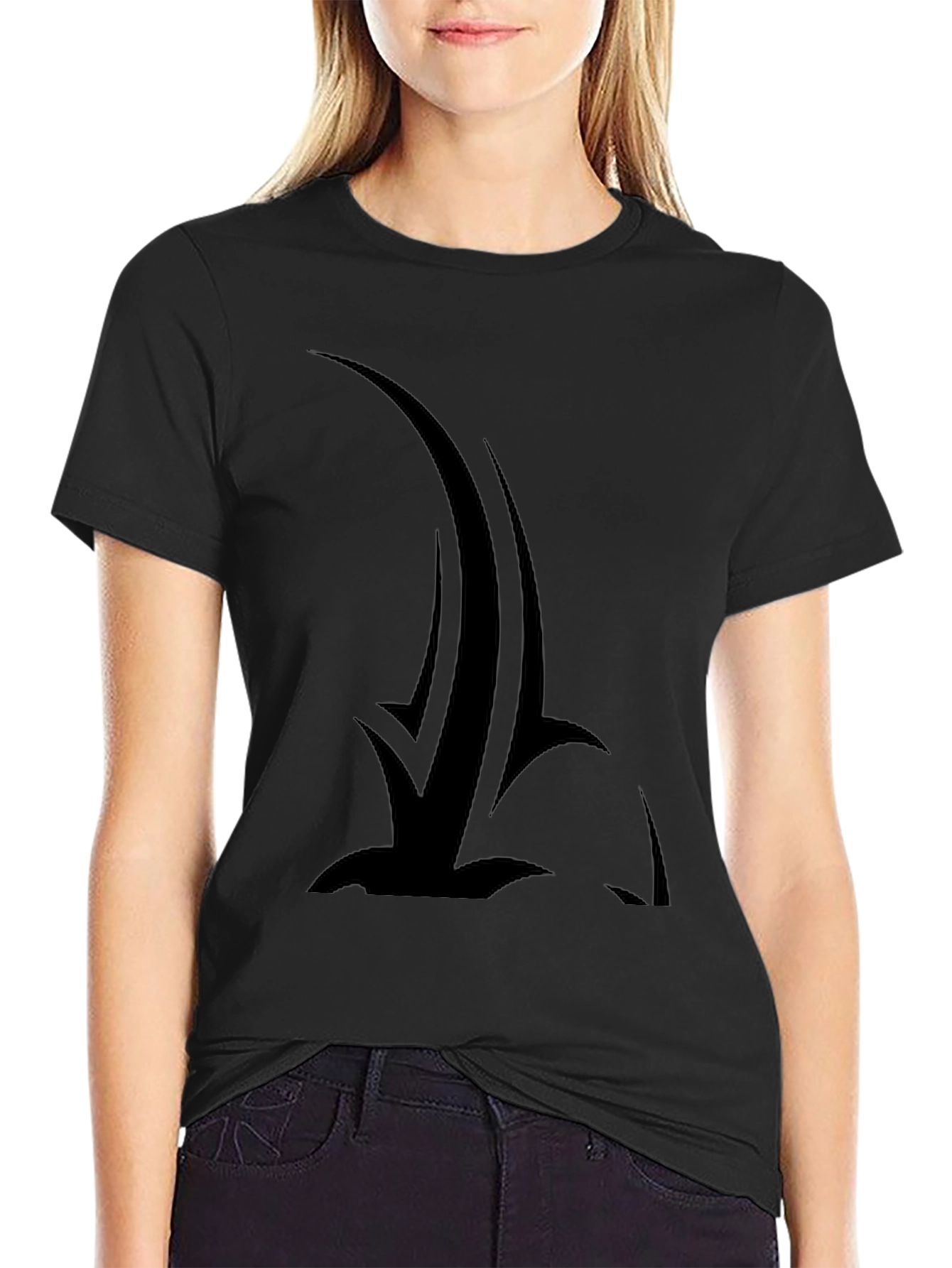 Black T-Shirt with Abstract Graphic Design