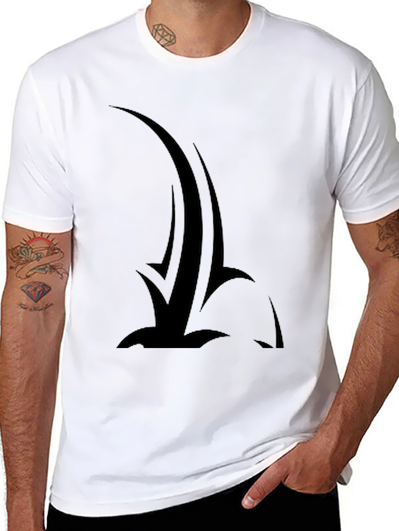 Black T-Shirt with Abstract Graphic Design