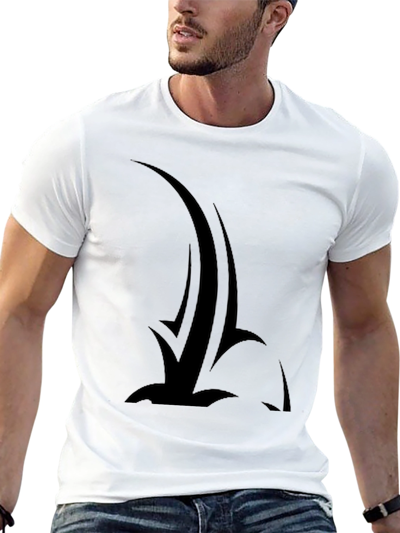 Black T-Shirt with Abstract Graphic Design